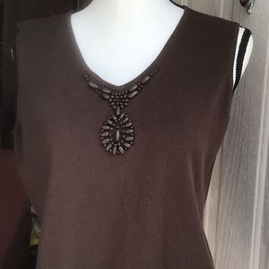 R Q T. Tee Embellished with Wood Beads Sz L